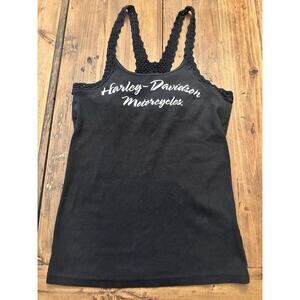 Harley Davidson Tank Top Shirt Size Large Crochet Stitched Motorcycle Women’s